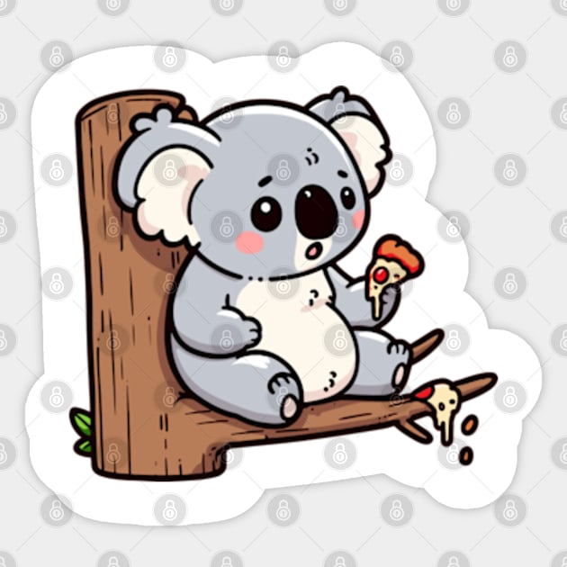 Koala bear eats Pizza Sticker by Dyfrnt